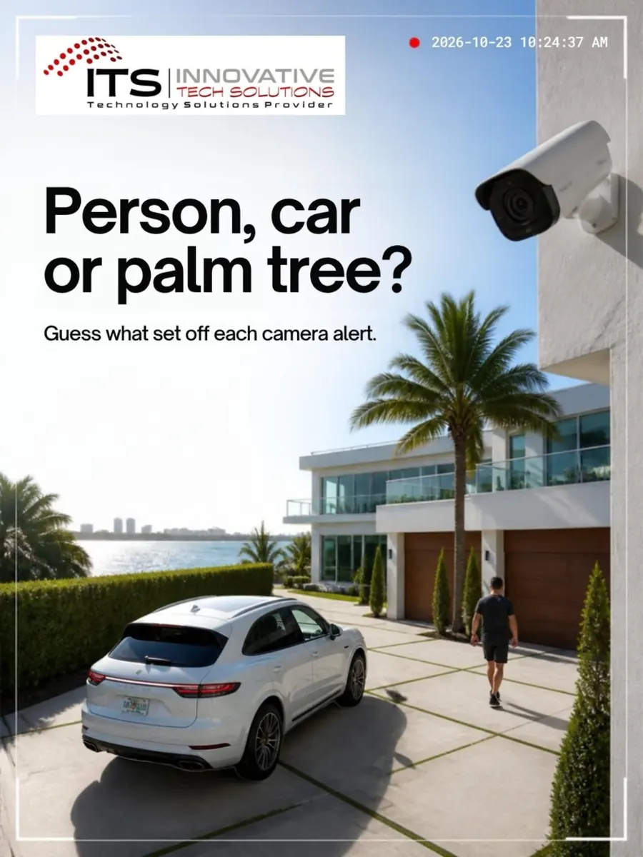 ITS Instagram post: Person, car or palm tree? Guess what set off each camera alert.