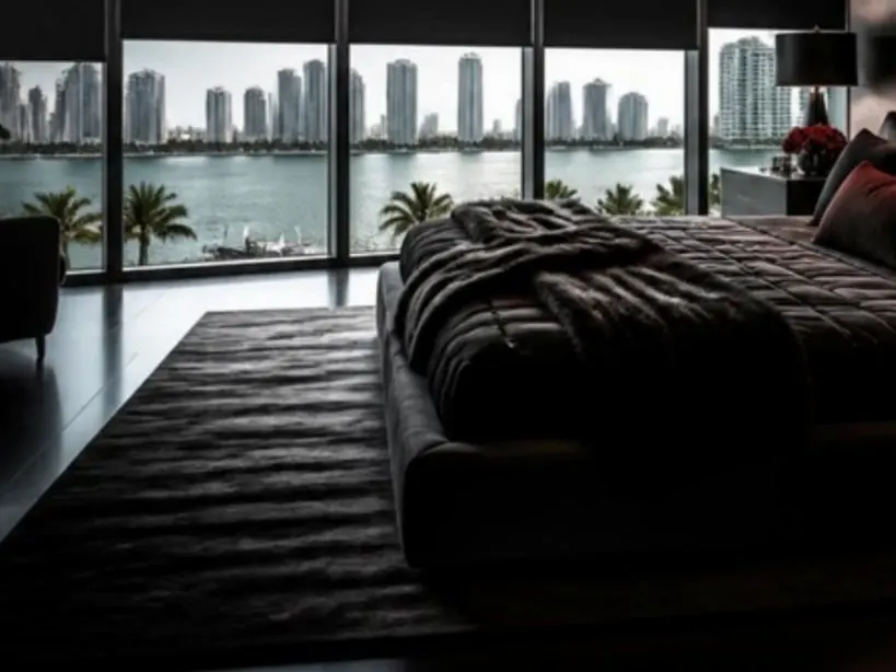 ITS Instagram reel: A high-rise primary suite with floor-to-ceiling windows over the water.