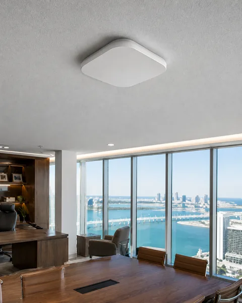 Ceiling Wi-Fi access point in a bayfront office